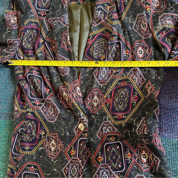 Vtg 90s Lightweight Earth Tone Patterned Blazer - Size 8 Made In USA - Picture 6 of 7
